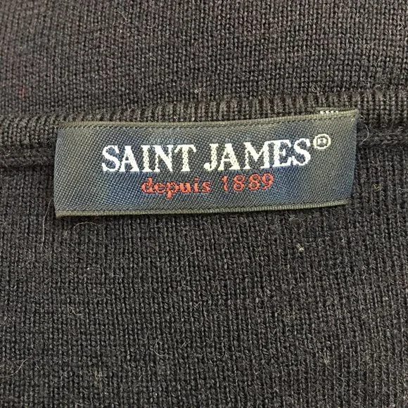 Saint James Women's V Neck Blue Black Long Sleeve Knit Shirt Size Medium - Picture 15 of 15